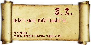Bárdos Kálmán névjegykártya